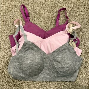 No Boundaries Gray, Pink, and Purple Bra Set